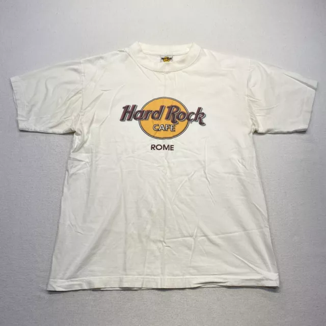 Vintage Hard Rock Cafe Rome T Shirt Adult Large White