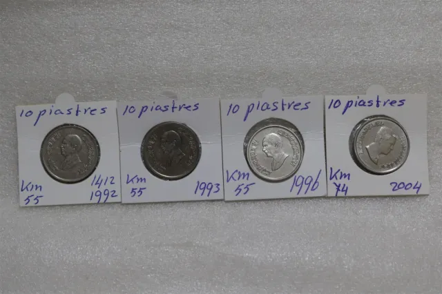 Jordan - 10 Piastres - 4 Coins Lot B49 #803