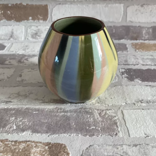 1960s Babbacombe Torquay Pottery Colour Splash Vase 62/95 Edwin Barrett