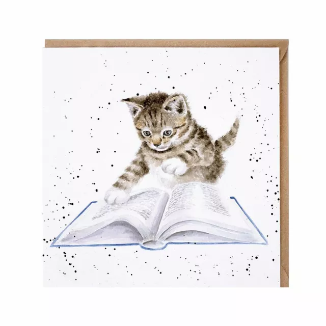 Funny Kitten Reading Birthday Card – Bookworm Wrendale Designs Greeting Card