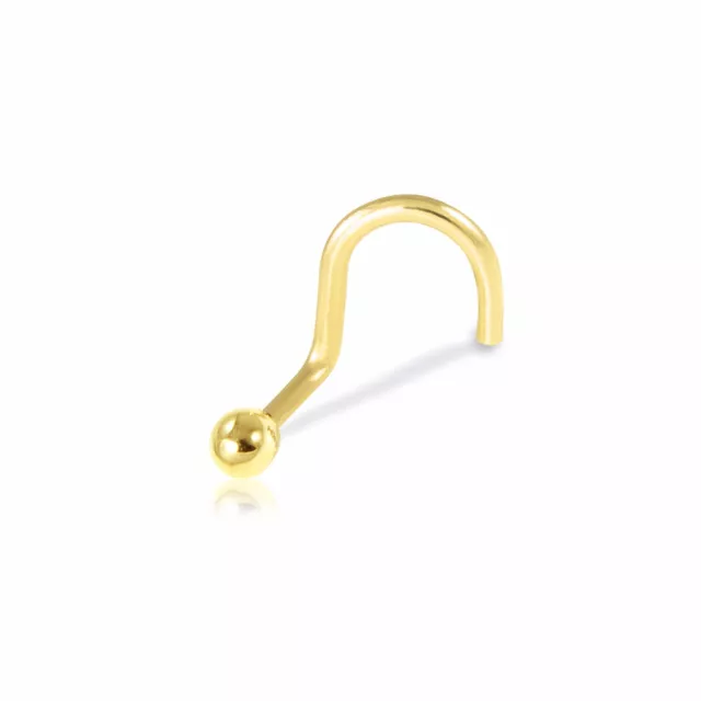 14K Solid Yellow Gold Ball Nose Screw Ring 20g -Round Stud Body Piercing Jewelry