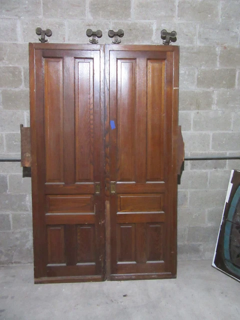 ~ Antique Chestnut Pocket Doors ~ 54.25 X 88.25 ~ Architectural Salvage
