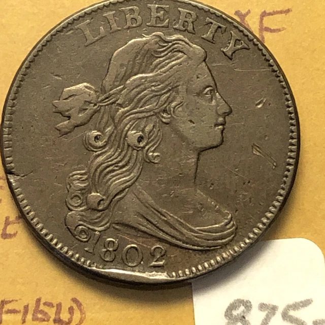 1802  Large Cent S.225 cud at date xf with small hit in field nice eye appeal