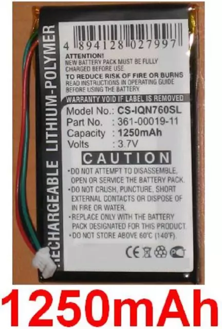 Batterie 1250mAh type 361-00019-11 Pour Garmin Nuvi 760 765T 770 770T