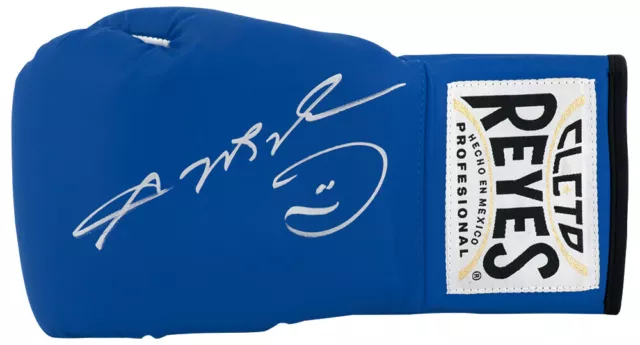 Sugar Ray Leonard Signed Cleto Reyes Blue Boxing Glove - (SCHWARTZ SPORTS COA)