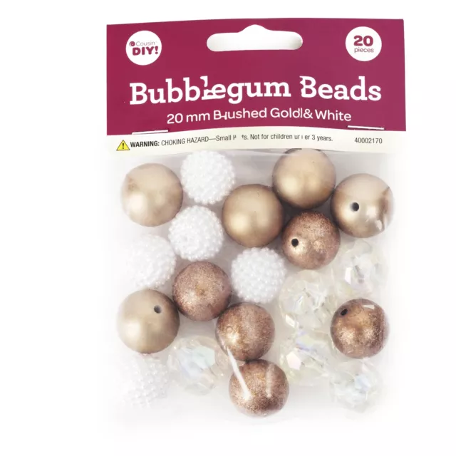 3 Pack CousinDIY Bubblegum Bead 20mm 20/Pkg-Brushed Gold 40002170