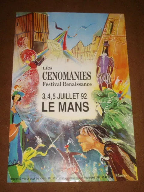 Affiche Vintage Les Cenomanies Fete Medievale ( Nuit Des Chimeres ) Le Mans 1992