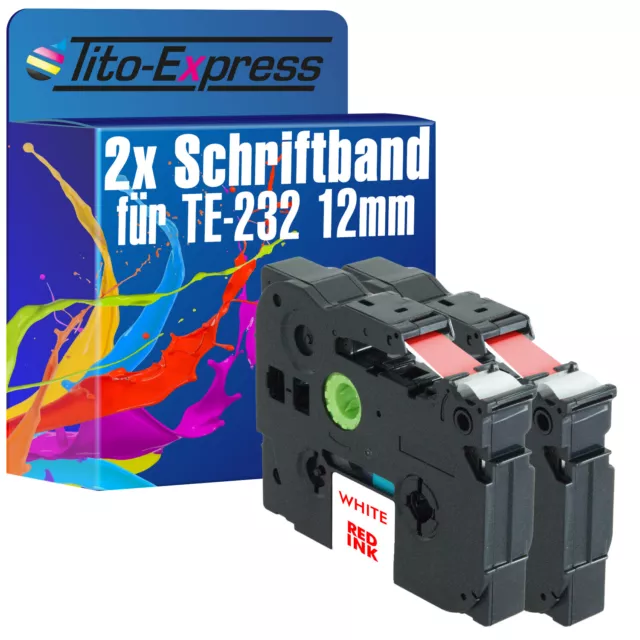 2x Schriftband für Brother TZe-232 P-Touch 1000 1000 BTS 1000 F 1005 BTS 1005 F