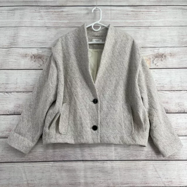 Isabel Marant Etoile Herringbone Blazer Jacket Women's Size 44 Gray/Beige/White