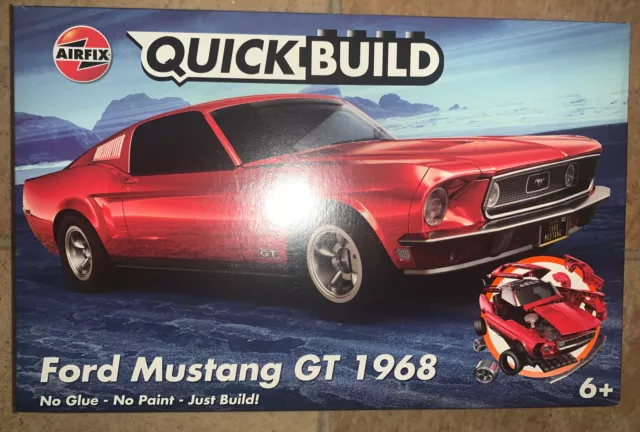 Airfix QUICK BUILD 1968 Ford Mustang GT Snap Together Model Car Kit J6035