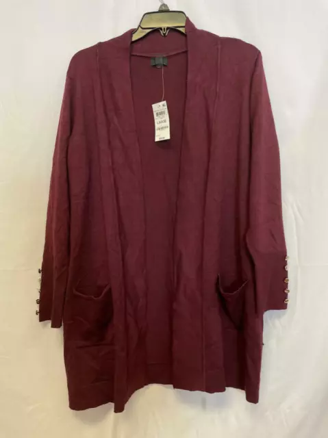 MSRP $60 Jm Collection Open-Front Cardigan Red Size Large (STAINED)