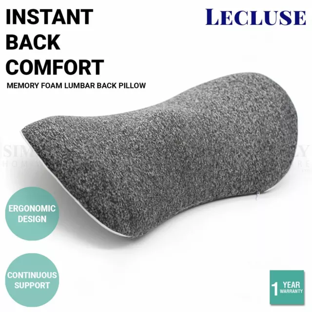 Lecluse Memory Foam Lumbar Back Pillow Waist Support Cushion Car Seat Cationic