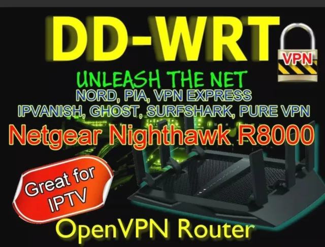 Netgear R8000 Nighthawk X6 Ddwrt Vpn Router Wireless Openvpn Dd-Wrt Plug & Play