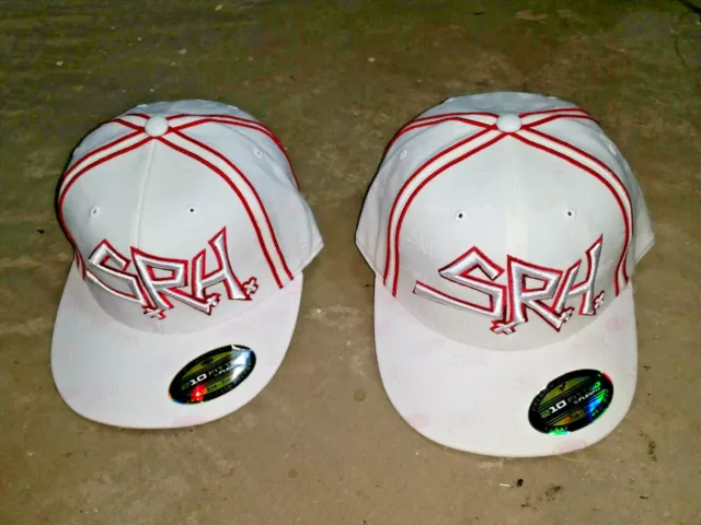 SRH Baseball Cap Hat White Red Flexfit 210 Fitted 7-1/4-7-5/8 & 6-7/8-7-1/4