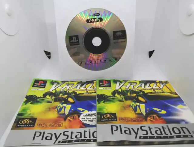 V Rally PlayStation 1 PS1 Psone gioco platino manuale cover intarsio disco