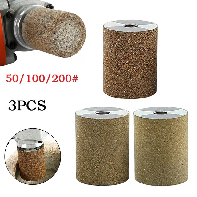 Testa abrasiva cilindrica diamantata 3 pz. filettatura M10 50/100/200 rete