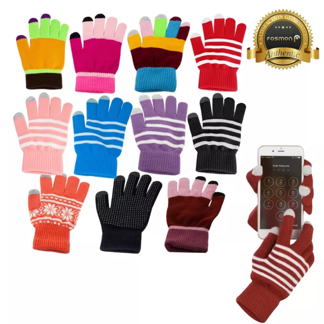 Gants à écran tactile d'hiver Fosmon hommes femmes en tricot unisexe centre gants chauds