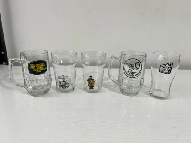Vintage Great British Beer Festival 1⁄2 Pint Gläser -1978,1980,1983 + zwei weitere