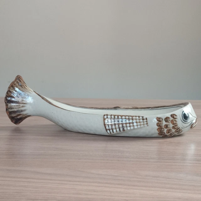 Ken Edwards Tonala Mexiko Steinzeug Kunst Keramik stilisierte Fisch Geschirr Figur signiert