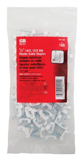 Gardner Bender 1/2 in. 14/2, 12/2 NM Plastic Insulated Cable Staple 100 pk