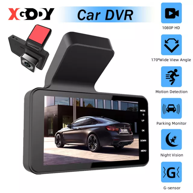 HD 1080P Car DVR 4" Lens Dash Cam Front and Rear Video Recorder Camera G-sensor