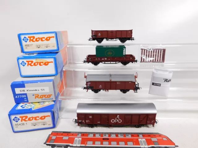 DO469-1 #4x Roco H0 AC 3L Freight Car DB Nem 46408.1 46617 47700 Jever Mint+Box