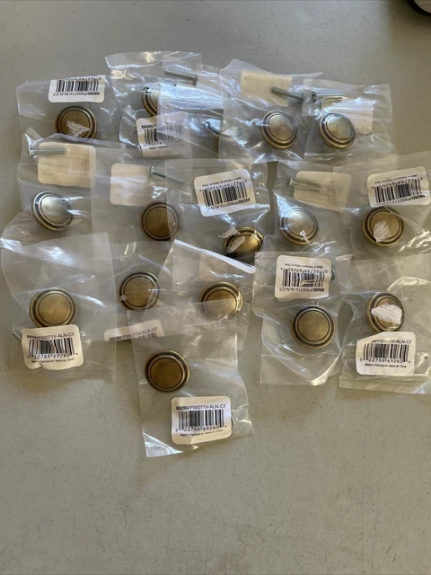 Lot Of 16, 69260, P30071V-ALN-C7 Round Antique Brass Cabinet Knobs Pulls
