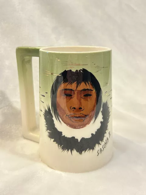 Vintage Handpainted Sascha Brastoff MCM Alaska Series Inuit Eskimo Mug