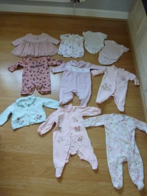 Baby Girls 100% NEXT Bundle Dress Cardi Romper Embroidered Babygros Vests 0-1 Mt