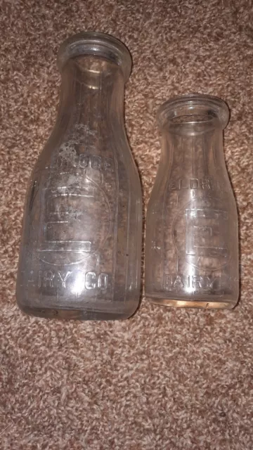 Vintage MD Milk Bottles Pint & Half Pint Eldridge Dairy