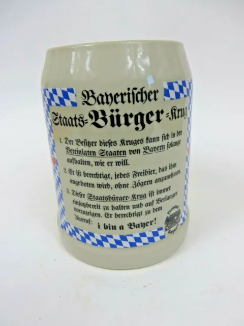 I Am A Bavarian Ceramic Pottery Beer Mug Stein Germany Banerifcher 0.5L