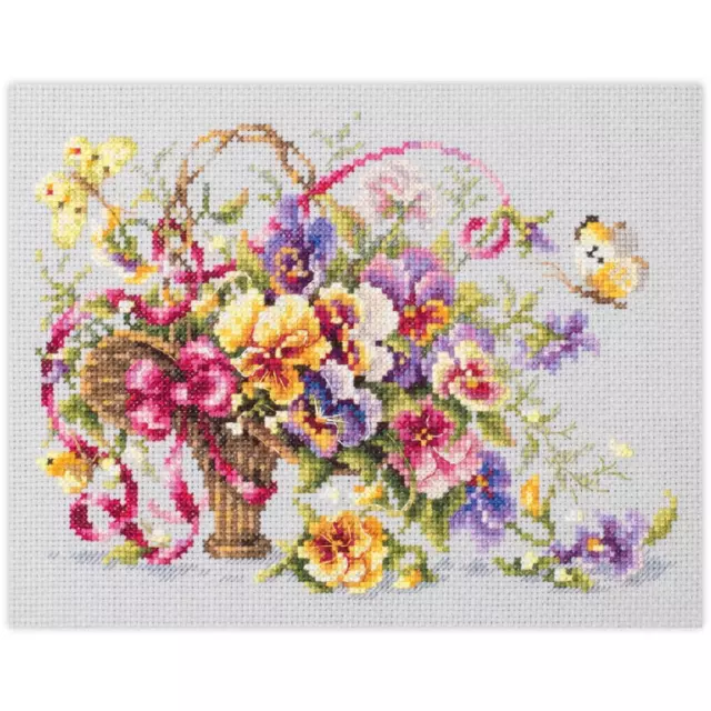Magic Needle Zweigart Edition counted cross stitch kit "Pansy Bouquet", 21x15cm,