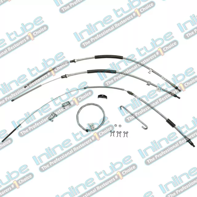 1965-66 Chevrolet Impala Complete T400 Parking Brake Emergency Cable Set Kit Oe