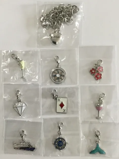 Lot of 10 ~ Princess Cruises ~ EFFY Jewelers Charm Bracelet & Charms