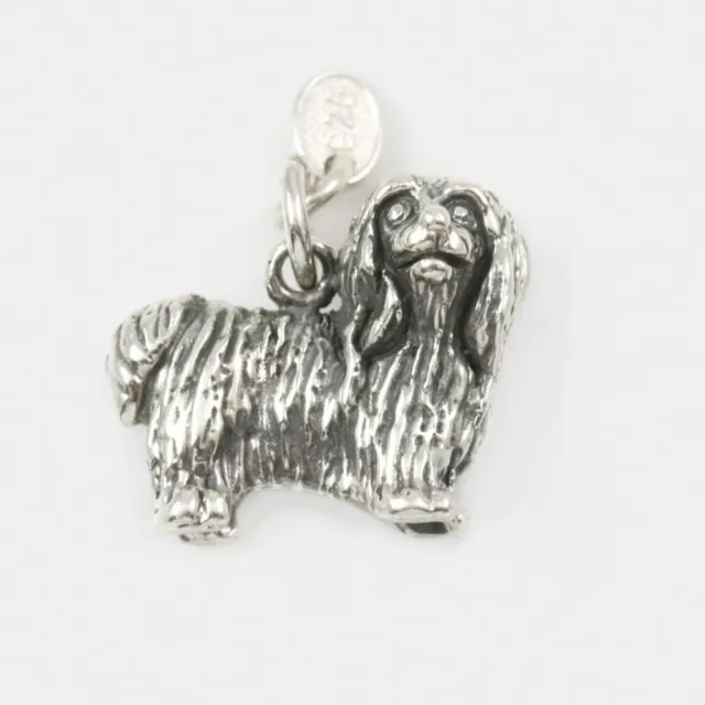 Maltese Dog Charm 3 Dimensional Solid Sterling Silver