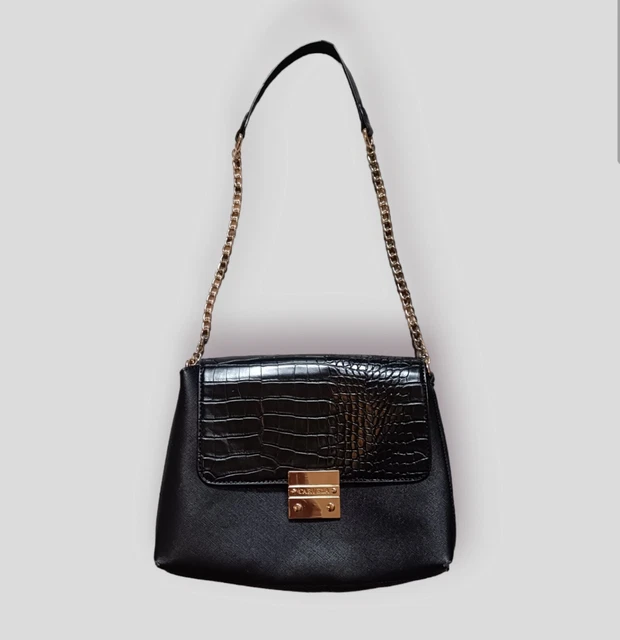 CARVELA BLACK FAUX leather moc croc handbag shoulder bag 25.00