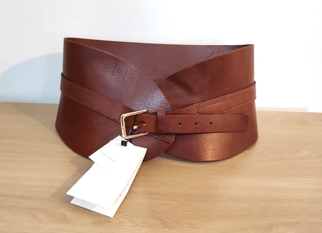 Zara Brown Tied Leather Sash Waist Belt Sz-32 Zara Limited Edition Leather Studded Sash Belt Brown Size  main image 4