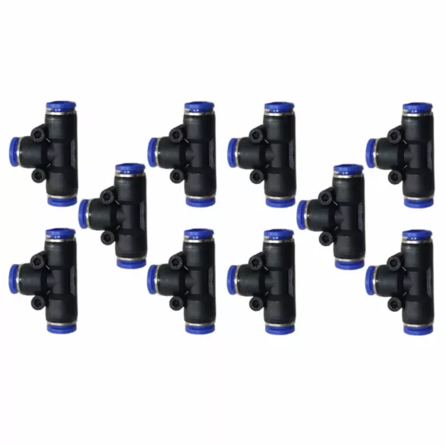 10* 1/4" OD Tube Pneumatic TEE Push To Connect Union 1/4x1/4x1/4 Air Fitting