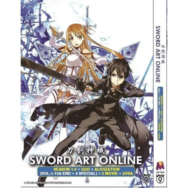 DVD Anime Sword Art Online Saison 1-3 + GGO + Alicization + 4SP + 3 Films +2 OVA