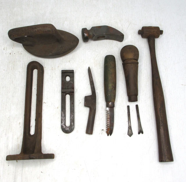 Vintage Cobbler Cordwainer Shoemaker Saddle Shoe Tack Tools Hammers Puller MORE
