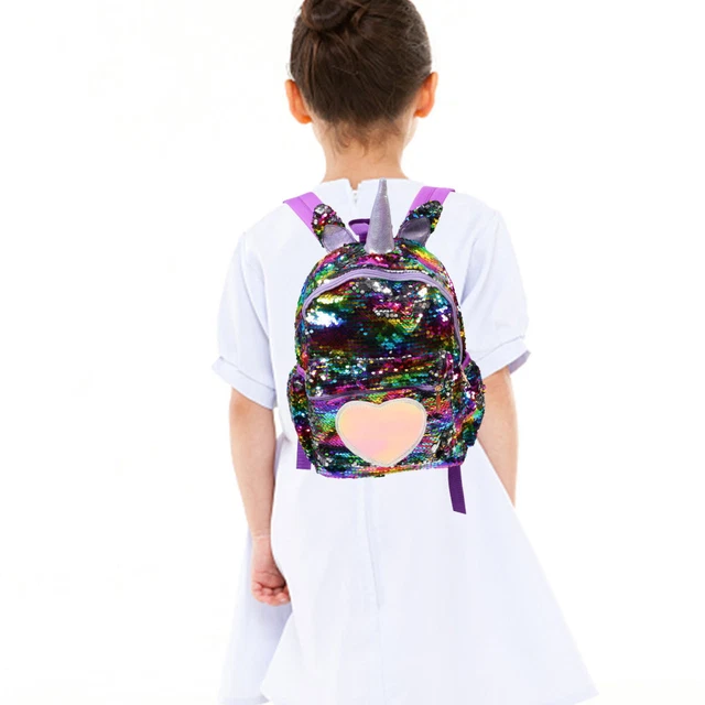 Borsa bambino per regalo di compleanno paillettes reversibile zaino ragazza