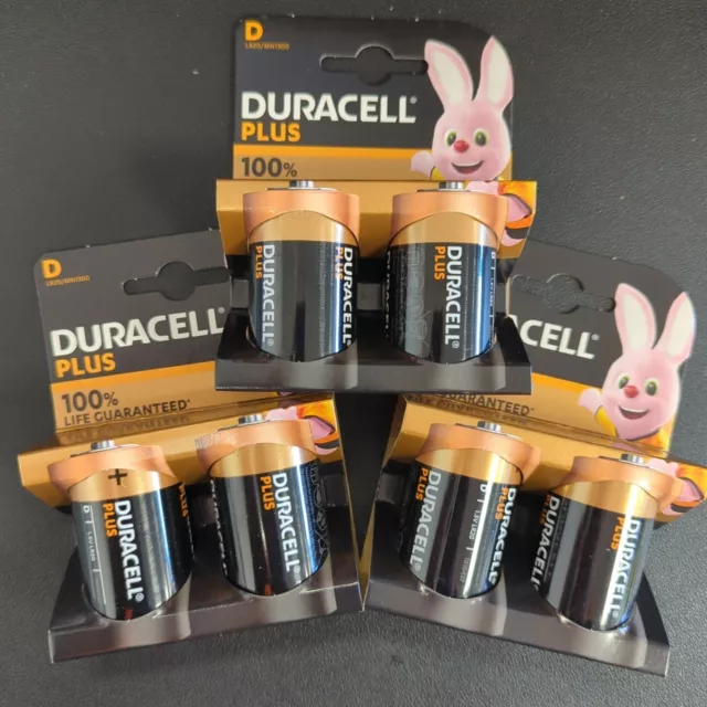 6 X DURACELL D Plus Power Alkaline Batteries DURALOCK LR20 MN1300 Longest Expiry