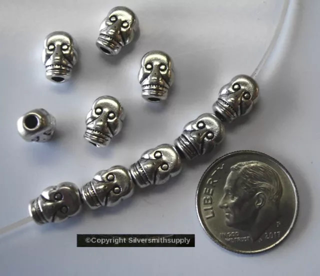 Skull BEADS earrings necklace charms pendants findings ant silver pl Zinc FPS154 2