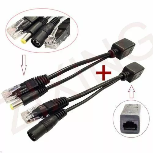 Power Over Ethernet Passive PoE Adapter Injector+Splitter Kit PoE Cable Black UK