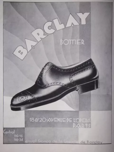 Publicité De Presse 1929 Barclay Bottier