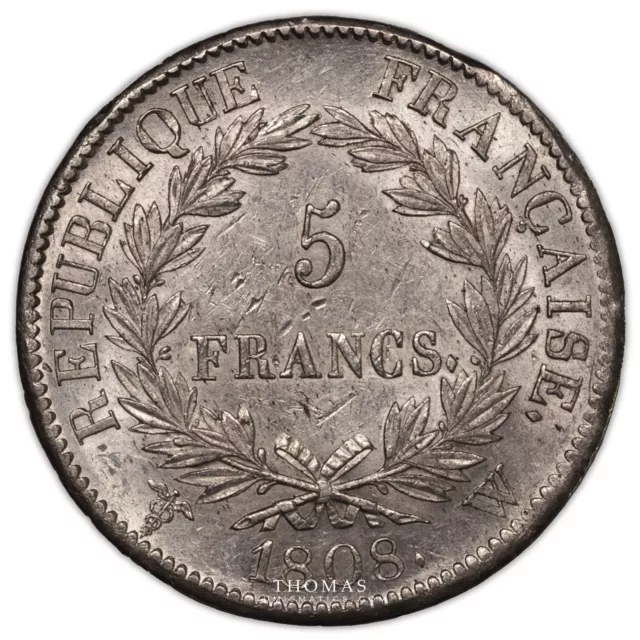 Monnaie - France Napoléon Ier - 5 Francs Argent 1808 W Lille - SUP+