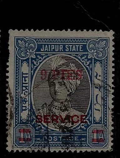 BRITISH INDIA JAIPUR FEUDATORY STATE STAMP W. 9p RED OVERPRINT RAJA MAN SINGH