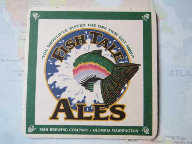 Beer Bar Coaster ~ FISH TALE ALES ~ FISH Brewing - Olympia, WASHINGTON Brewery
