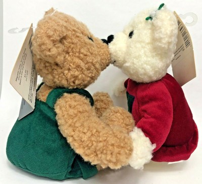 VTG Hallmark Kiss Kiss Mistletoe Bears Magnetic Lips Holiday Christmas with Tags