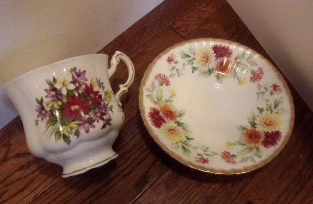 Vintage Paragon Bone China England Flower Festival Teacup Autumn Glory Saucer